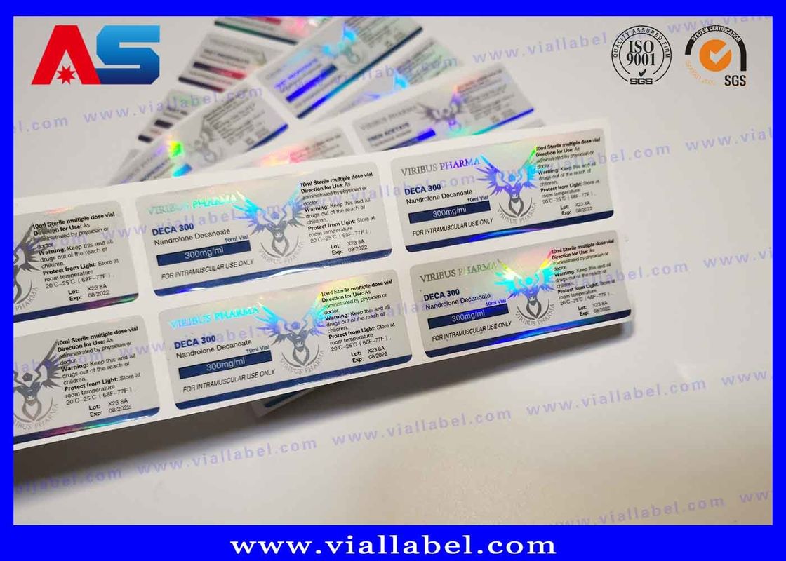 Labels adaptés aux besoins du client de bouteille de stéroïde anabolisant, autocollants en verre 10ml d'hologramme de la fiole 3D