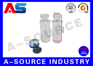 Flacon en verre de 5 ml Petits flacons en verre avec bouchon en caoutchouc et bouchon en plastique aluminium 13# pour peptides / Sarms