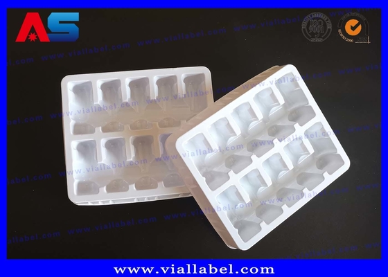 plateau en plastique de boursouflure de 2ml 10 fioles, blanc en plastique de plateaux de fiole de médicament