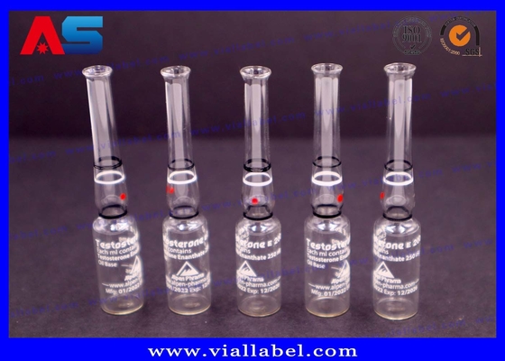 Impression personnalisée 1 ml de testostérone Pharmaceutique Ampoule en verre clair