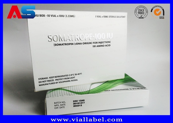 Impression d'hologramme de laser d'aluminium argenté de boîte de label de pharmacie de kit de Sarms 100IU, 2ml labels stéroïdes de boîte de médecine de pilule de la fiole Hcg