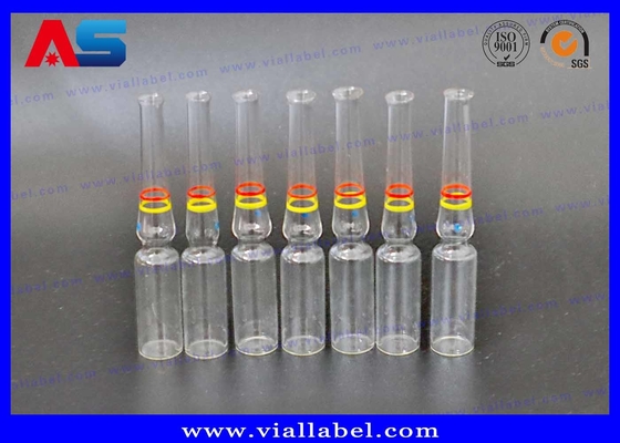 Verre transparent de couleur 1 ml / 3 ml / 5 ml ampoule avec anneaux décorés