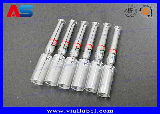 Verre transparent de couleur 1 ml / 3 ml / 5 ml ampoule avec anneaux décorés