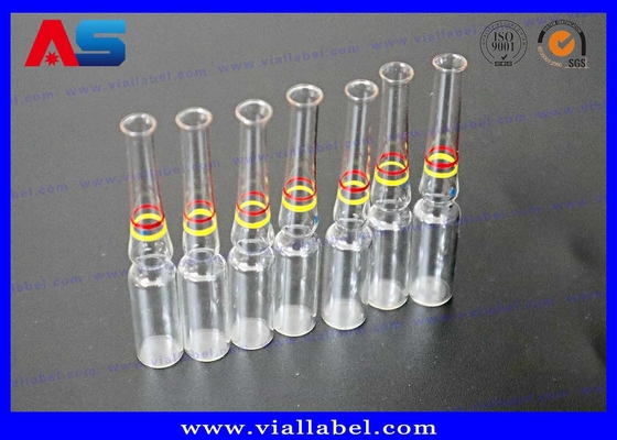 Verre transparent de couleur 1 ml / 3 ml / 5 ml ampoule avec anneaux décorés