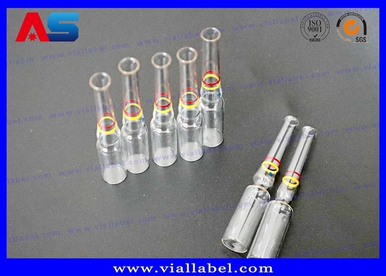 Verre transparent de couleur 1 ml / 3 ml / 5 ml ampoule avec anneaux décorés