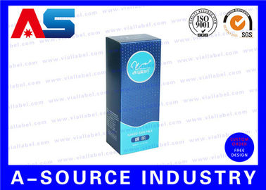 Boîte de stockage du flacon de 10 ml Carton papier finition mat bleu avec tache UV en braille Boîte de carton blanc