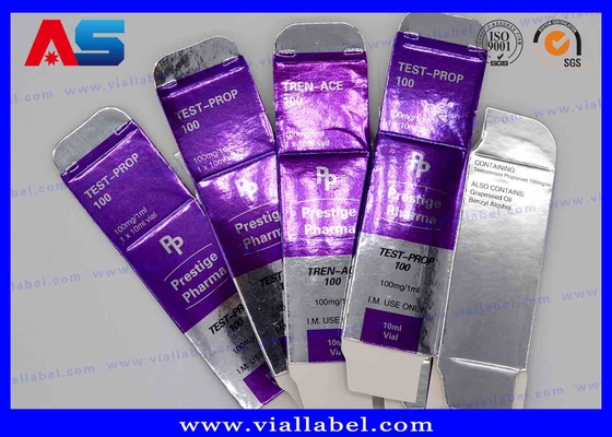 Boîtes d'emballage personnalisées pour flacons de 10 ml imprimées sur papier métallique en argent pour emballage pharmaceutique