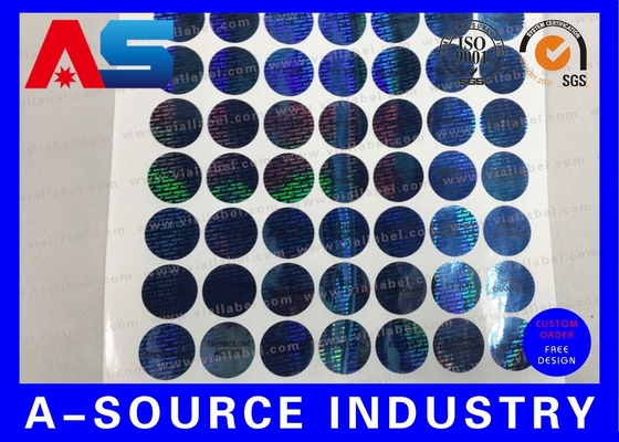 Des autocollants holographiques bleus sur mesure avec des codes de sécurité et un numéro de série