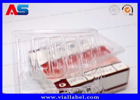 Plateau en plastique et boîte en papier pour 10 ampères de 2 ml MOQ 100 pièces 55um épaisseur PET clair