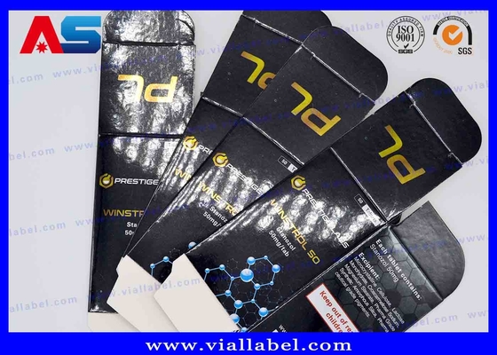 Boîte en papier en feuille d' or brillante comprimés en noir huile d' injection imprimée personnalisée 10 ml