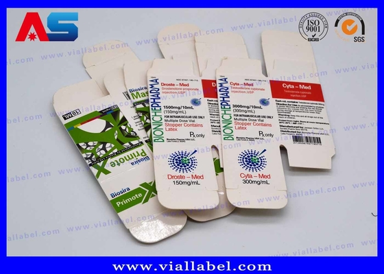 Bio Pharma 10 ml Vial Boîte pour huiles injectables Bouteilles en verre Package Personnalisé Design gratuit Expédition sécurisée