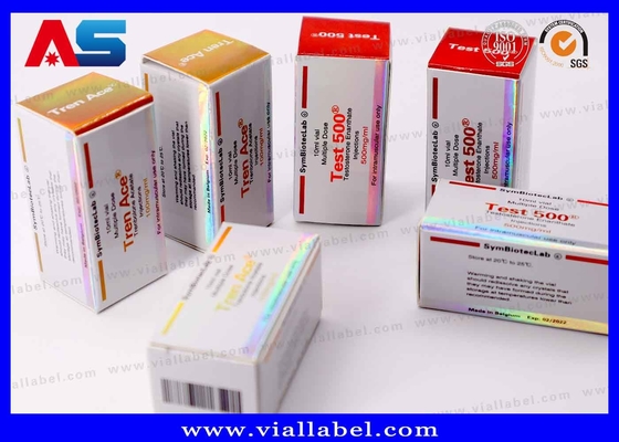 Stockage en carton imprimé 10 ml Fiole Boîtes avec couvercles Gels de musculation Foil d' or Emballage Foil d' or / effet hologramme