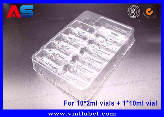 Plateau d'emballage en ampoules transparentes en PET pour 10 flacons de 2 ml + 1 flacon de 10 ml