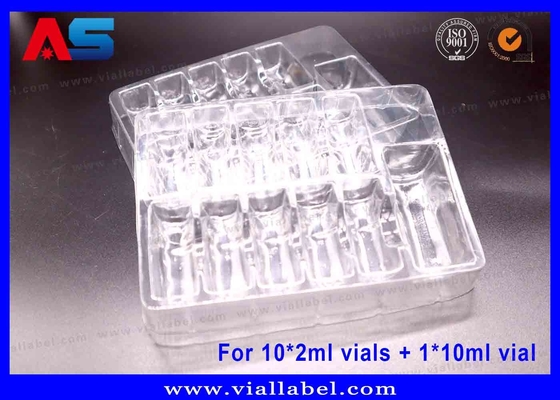 Plateau d'emballage en ampoules transparentes en PET pour 10 flacons de 2 ml + 1 flacon de 10 ml