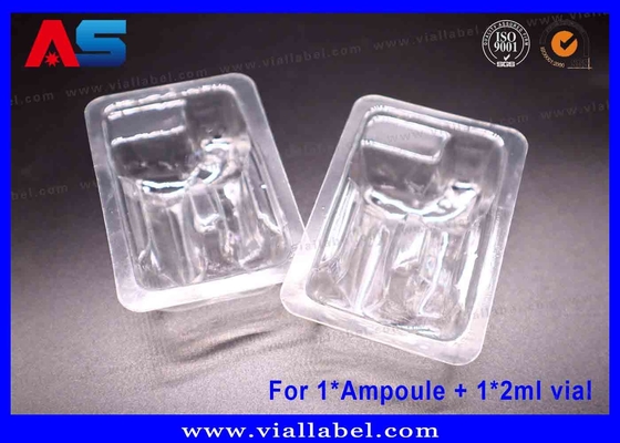 Un plateau transparent pour les ampoules en PET à deux chambres pour une ampoule de 1 ml et un flacon de 2 ml. Certifié ISO, plus de 12 ans d'expérience à l'exportation.