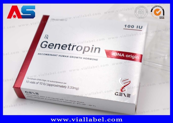 Impression de boîte et d'étiquettes pharmaceutiques pour injections Anti-Âge 191AA en petits flacons de 3 ml Genetropin