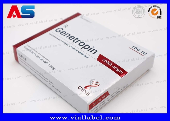 Impression de boîte et d'étiquettes pharmaceutiques pour injections Anti-Âge 191AA en petits flacons de 3 ml Genetropin