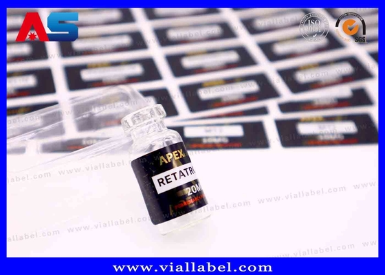 Étiquettes de petite bouteille de film de perle blanche pour autocollants d'huiles injectables, impression d'autocollants de flacon HCG Logo personnalisé