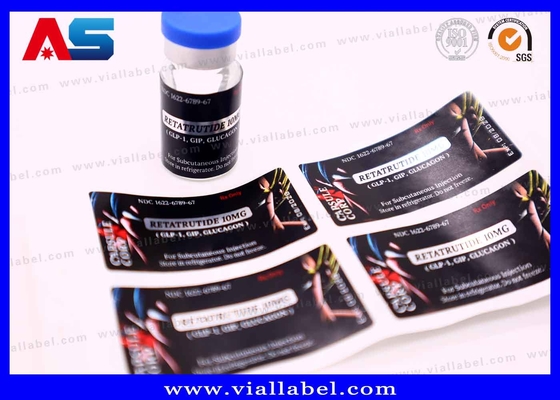 Étiquettes de petite bouteille de film de perle blanche pour autocollants d'huiles injectables, impression d'autocollants de flacon HCG Logo personnalisé