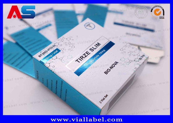 Plateaux d'étiquettes de boîtes en papier de tirzépatide pharmaceutique de couleurs métalliques mates UV pour 2 flacons de 2 ml