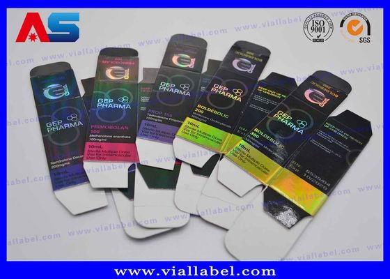 Boîte d'emballage en hologramme pliable pour flacons en verre peptidique 2 ml 10 ml 20 ml 30 ml flacons pour musculation