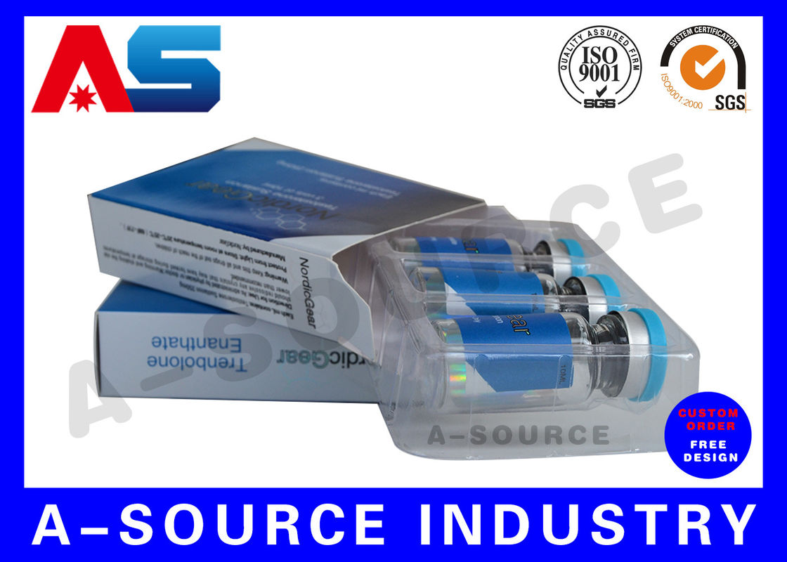 Anti-faux peptide injection laser 10 ml flacon boîtes de stockage Pantone bleu et blanc couleur H-G-H / boîte de colis HCG