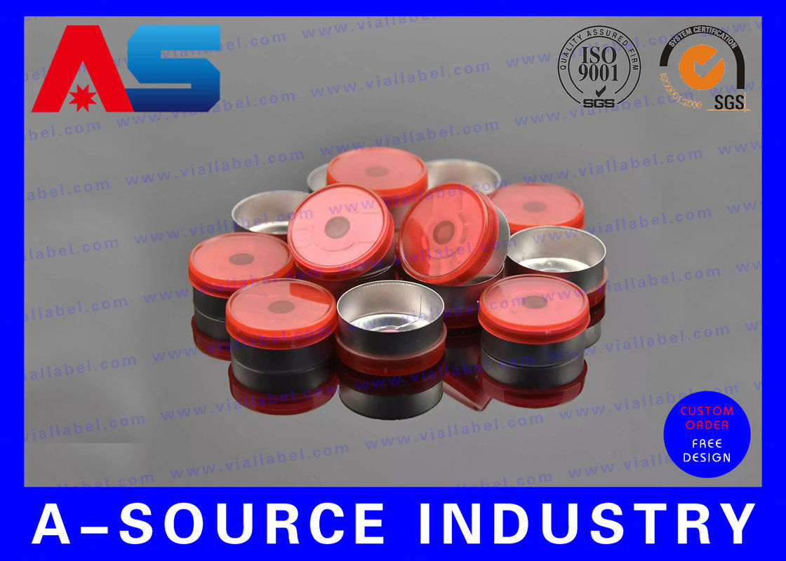 Couvercles de bouteilles en aluminium rouge 20 mm Caps à débrancher chimique pharmaceutique Caps de bouteilles en aluminium acceptés sur mesure