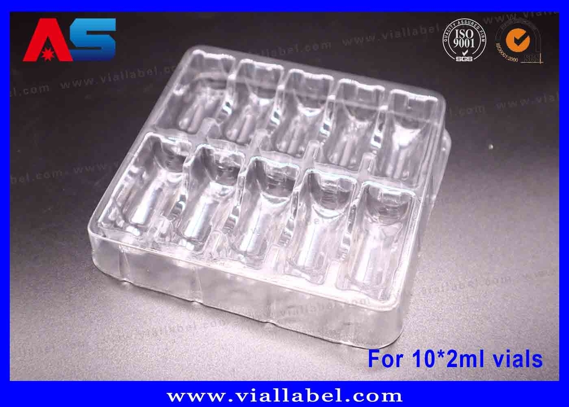 Emballage en ampoules transparentes en PET de 55um pour flacons de 10 x 2 ml Prêt à l'expédition, durable, écologique, directement en usine