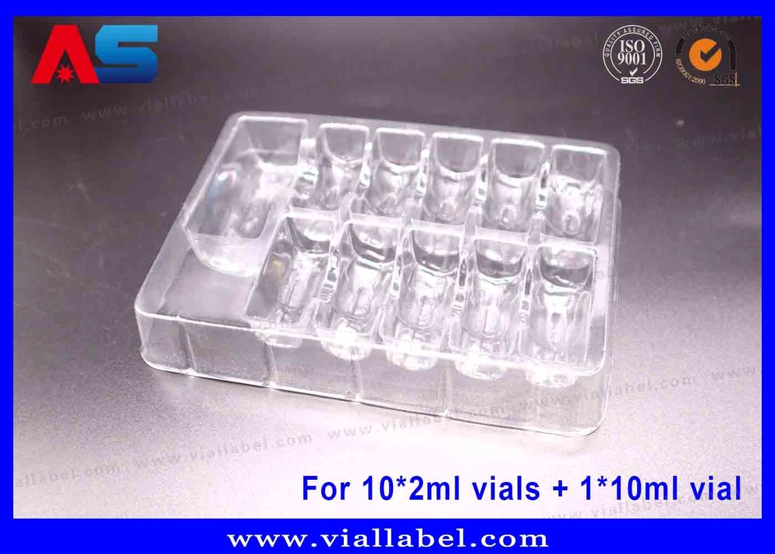 Plateau d'emballage en ampoules transparentes en PET pour 10 flacons de 2 ml + 1 flacon de 10 ml