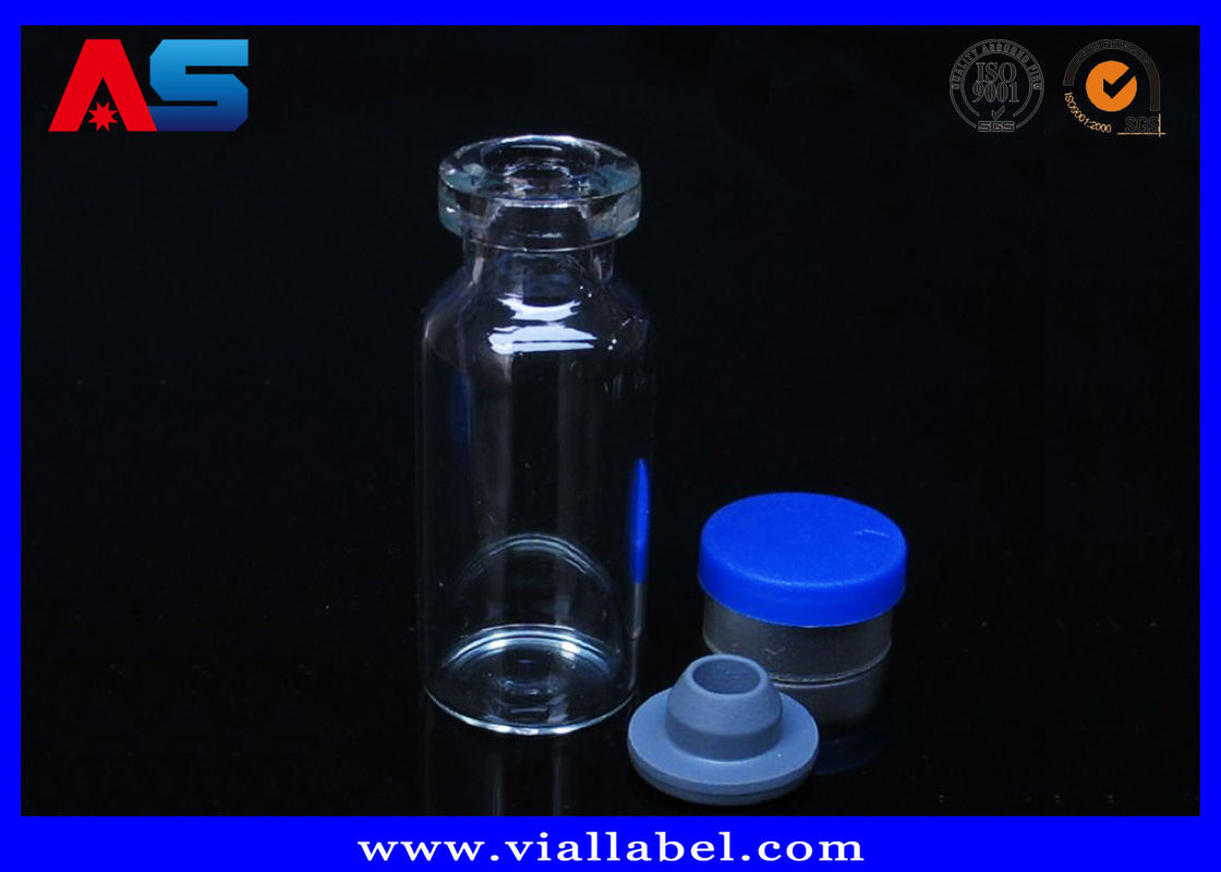 Flacon en verre de 5 ml Petits flacons en verre avec bouchon en caoutchouc et bouchon en plastique aluminium 13# pour peptides / Sarms