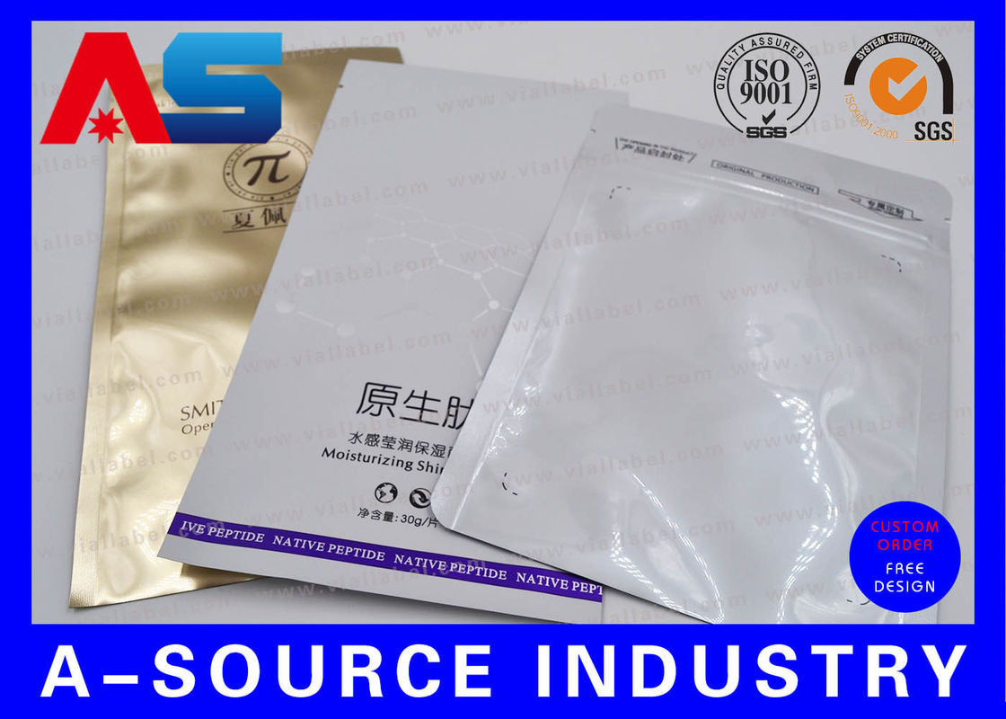 Emballage de pilules Sac en papier d'aluminium à fermeture à glissière Sac en papier d'aluminium stratifié brillant Taille personnalisée
