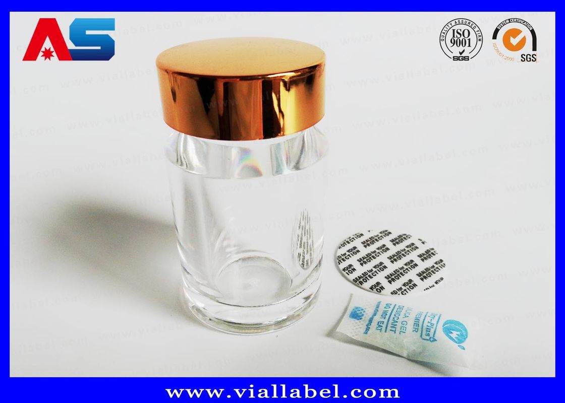 Bouteilles de pilules en plastique acrylique transparent avec capuchon en or, bouteilles de pilules vides, petits contenants de pilules en plastique
