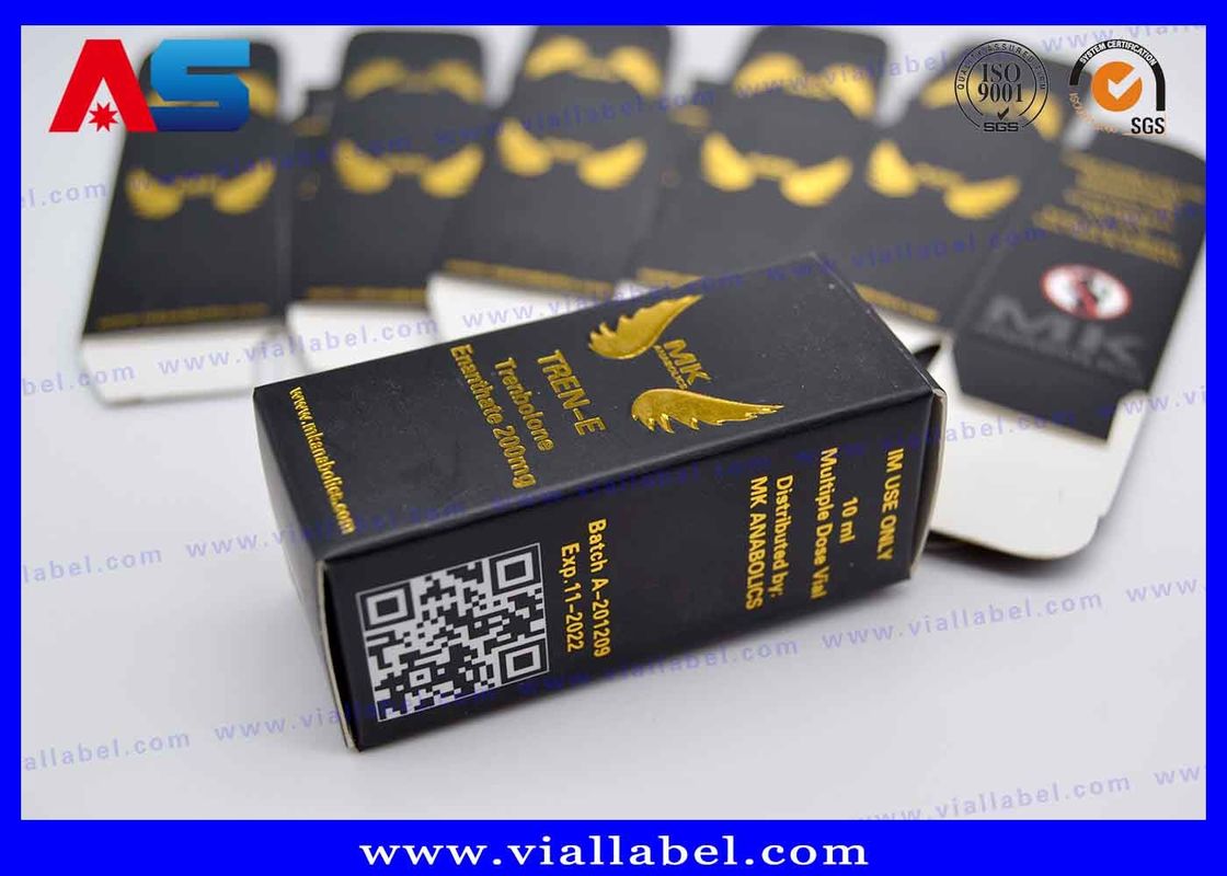 MK Pharmaceutical 10 ml Boîtes de bouteilles avec feuille d' or en relief Boîtes de logo pour petits flacons