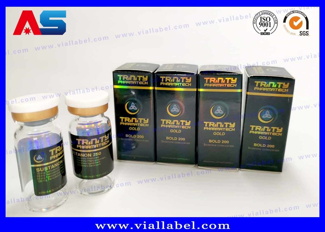 Boîtes et étiquettes de petites bouteilles de laboratoire de couleur Panton avec hologramme laser pour l'emballage de musculation