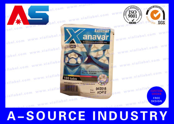 Anavar 60 sachets en plastique en aluminium imprimés par coutume orale de serrure de fermeture éclair de stéroïdes de Tablettes imprimant avec l'hologramme de sécurité